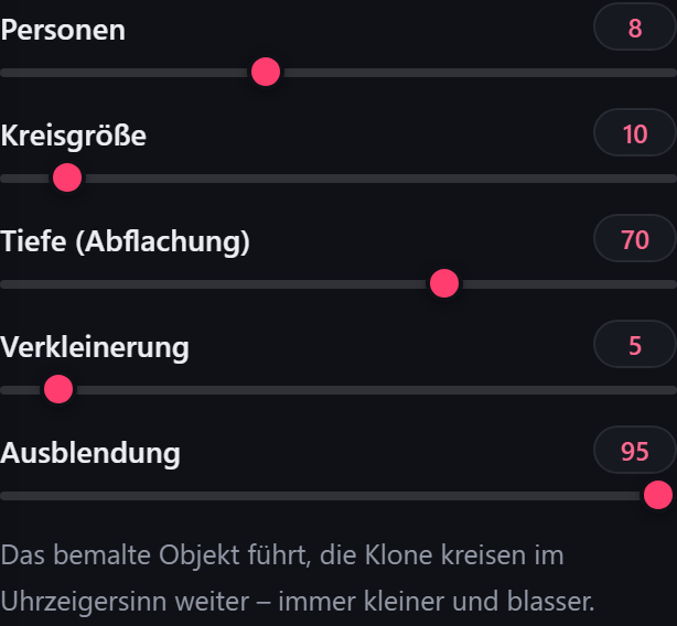 Einstellungen der Kreisformation