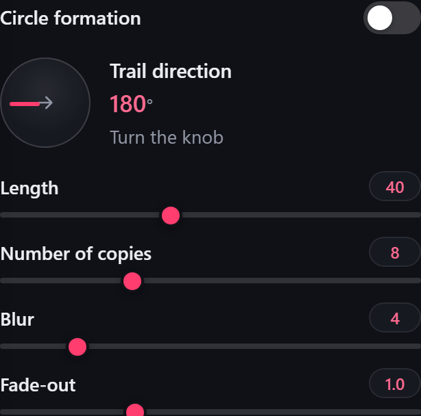 Trail settings