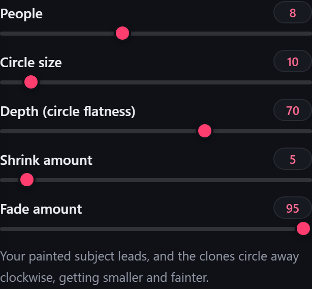Circle formation settings