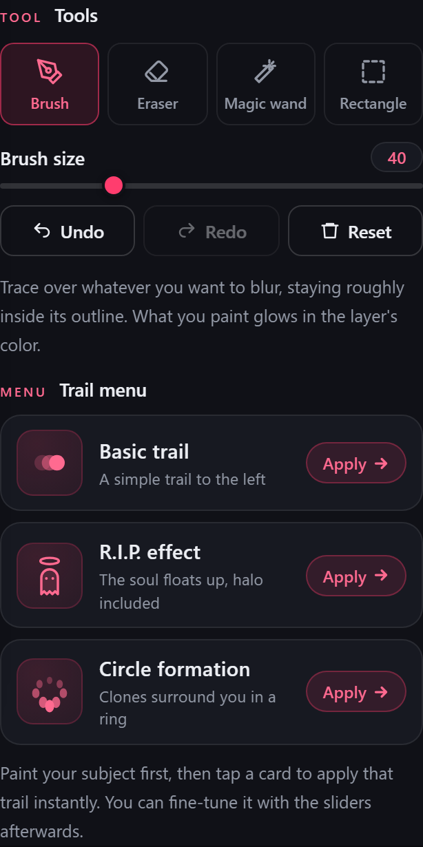 The tool panel