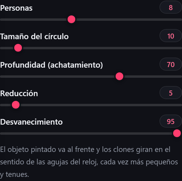 Ajustes de la formación en círculo